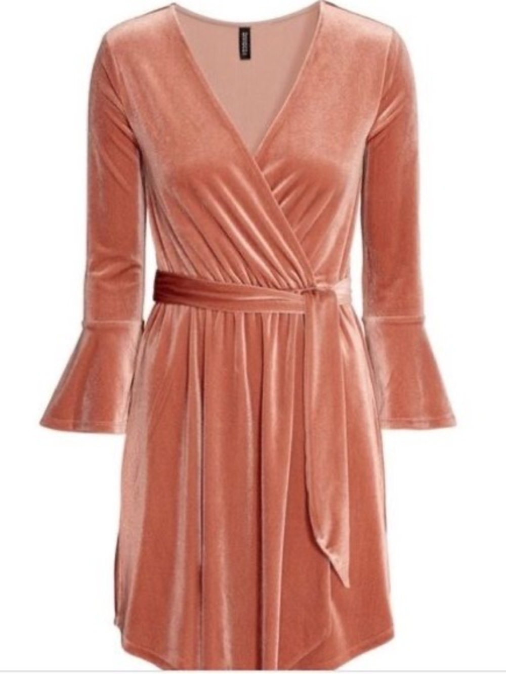 H&M Divided Velvet Pink Fall Dress + Wrap Belt